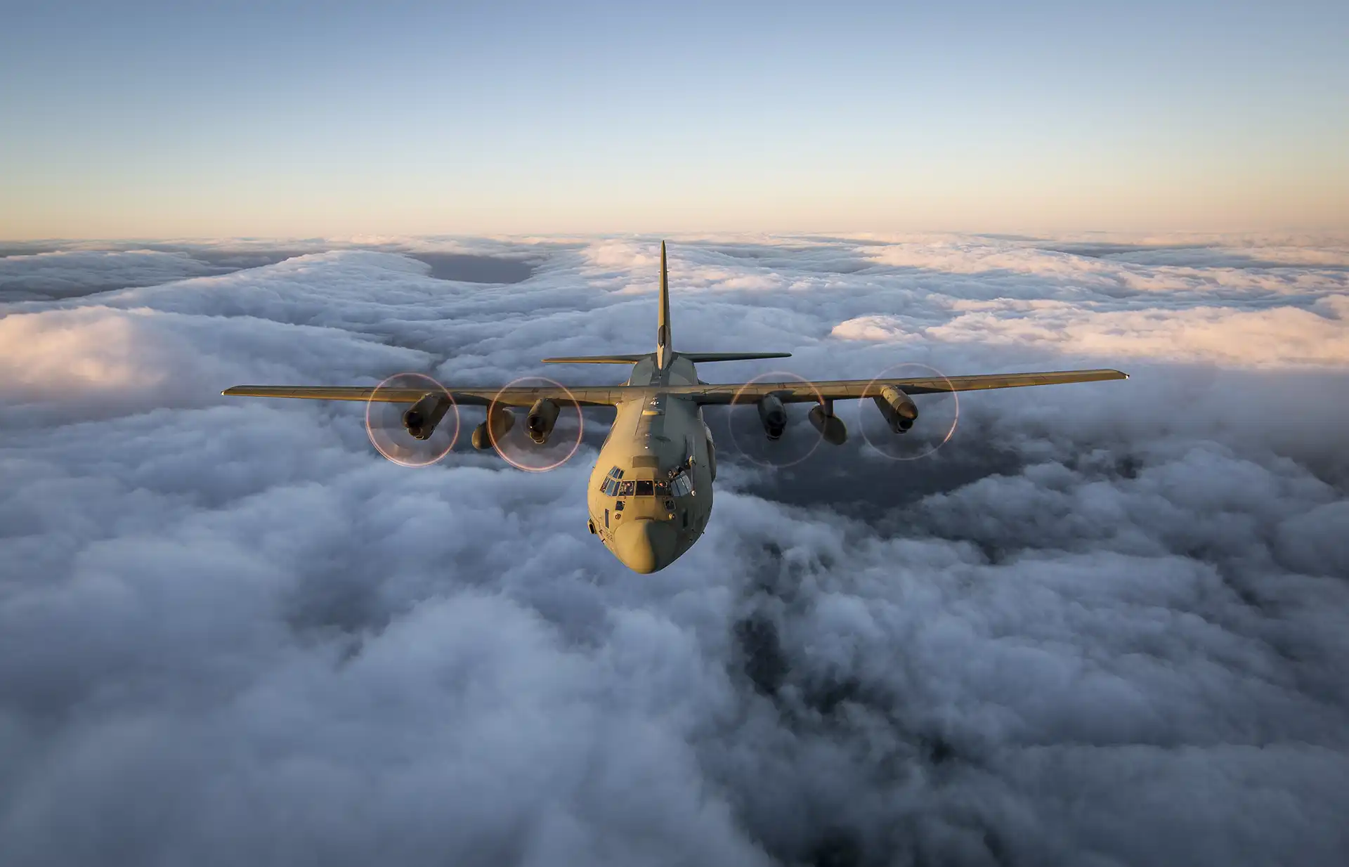 C-130J Super Hercules above the clouds